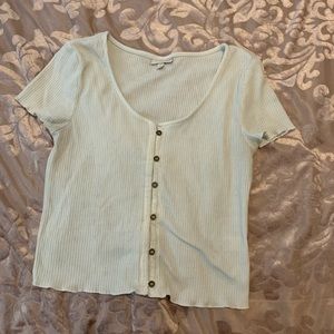 White mini short sleeve shirt top.